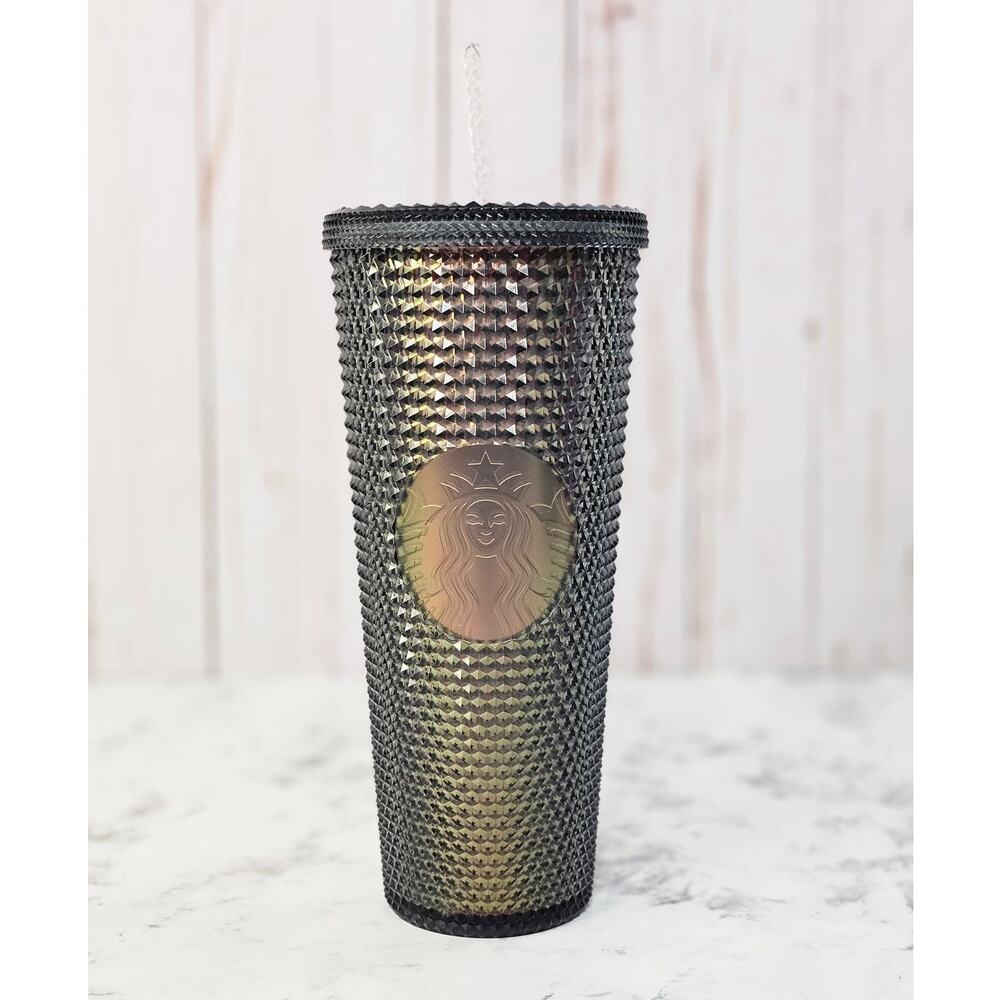 Starbucks Cup Fall 2020 Dark Black Bronze Iridescent Studded Venti Tumbler w Tag
